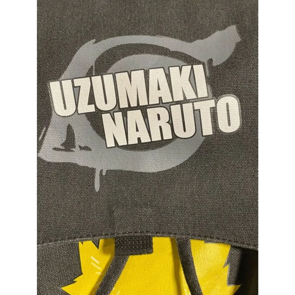 Uzumaki Naruto Graphic Canvas Flap Backpack - Black & Yellow